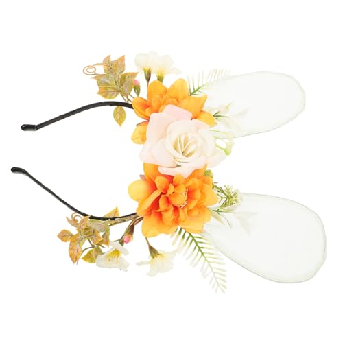 FIXOSHEE Blumen Hasenohren Haarreif aus Stoff Leichtes Dekoratives Stirnband für Mädchen Langlebiger Farbechter Kaninchen Ohr Kopfschmuck für Partys und Alltag von FIXOSHEE