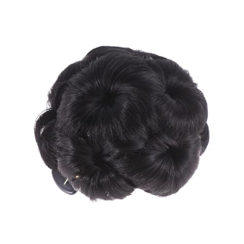 FIXOSHEE Blumenförmiger Haar Dutt Clip aus Synthetischem Haar Natürlicher Schwarzer Haarschmuck für Damen Langlebiger Updo Haarklammer für Voluminöse Hochsteckfrisuren Einfach zu Verwenden von FIXOSHEE