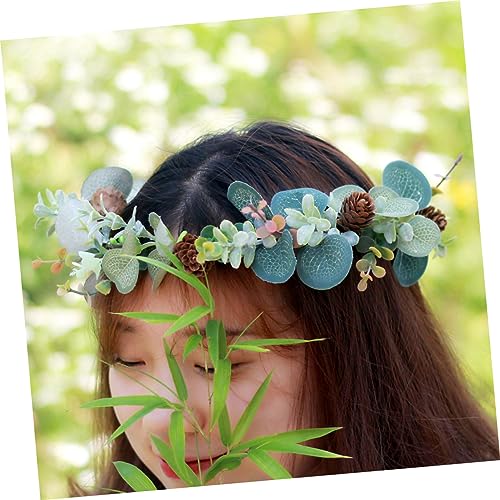 FIXOSHEE Braut Haarschmuck Grünpflanzen Haarkranz mit Kiefernzapfen Leichtes Stirnband für Hochzeit Fest Foto Shooting Geeignet für Braut und Party Modisches Kopfschmuck Accessoire von FIXOSHEE