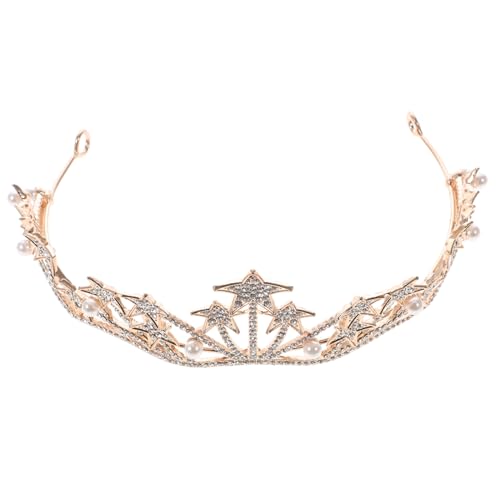 FIXOSHEE Brautkrone mit Sternen Perlen Design Vergoldete Tiara mit Kristallbesatz Modischer Haarschmuck für Hochzeit Party und Festliche Anlässe Handgefertigtes Accessoire für Damen von FIXOSHEE