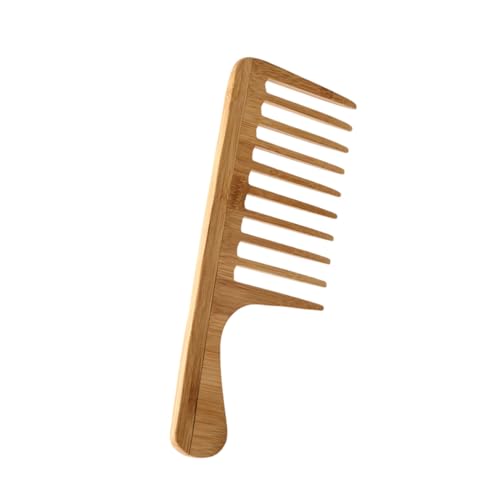 FIXOSHEE Breiter Haarkamm aus Festem Bambus für Herren Grobzahniger Stylingkamm mit Strukturierter Oberfläche Vielseitig für Haartypen zum Entwirren und Definieren von Locken von FIXOSHEE