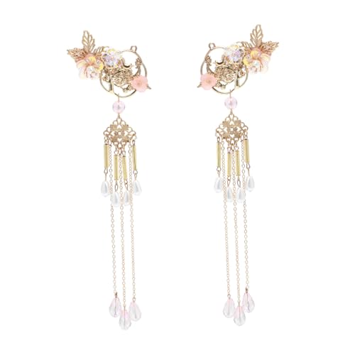 FIXOSHEE Chinesische Haarnadel Retro Metall Barrette mit Langem Tassel und Blumen design Hollow Alloy Haarschmuck für Damen und Mädchen Geeignet für Hochsteckfrisuren und Festliche Anlässe von FIXOSHEE