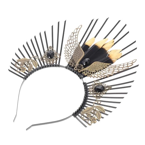 FIXOSHEE Damen Party Haarreif Gothic Krone Stirnband Schwarz Eleganter DIY Haarschmuck für Tanzfest und Kostüm von FIXOSHEE
