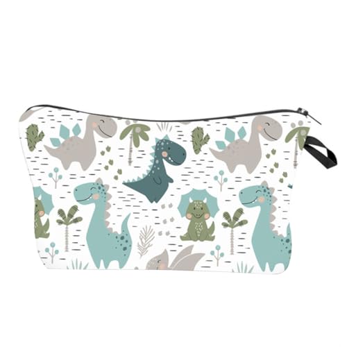 FIXOSHEE Dinosaurier Handtasche Schminktasche Polyester Leicht Tragbar Kosmetiktasche mit Großem Fassungsvermögen für Reise Outdoor Alltag Damen von FIXOSHEE