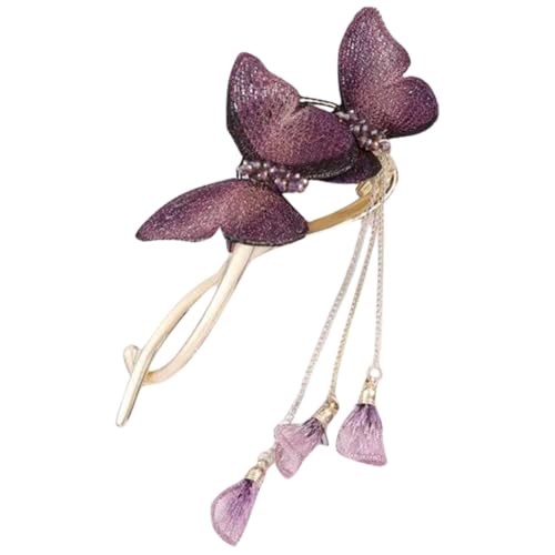FIXOSHEE Doppelschmetterling Haarspange Metall Haarklammer mit Quaste Damen Haarschmuck für Alltag und Fest Bequem Tragbar Modisch Geeignet für Geburtstag Party Weihnachten Vielseitig von FIXOSHEE