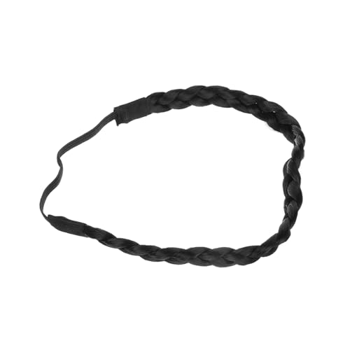 FIXOSHEE Elastisches Geflochtenes Damen Haarband mit Synthetischem Haar Verstellbares Dehnbares Stirnband in Schwarz Modisches Haarteil für Frauen und Mädchen Langlebiges Beauty Accessoire von FIXOSHEE