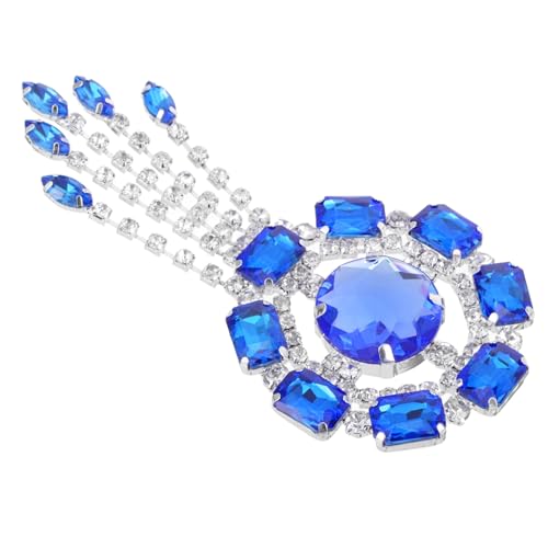 FIXOSHEE Elegante Brosche Pin und Strassbesetztem Quastenanhänger Rechteckig Vielseitig für Rucksäcke und DIY Brautsträuße Stabil und Einfach zu Befestigen Königsblau von FIXOSHEE