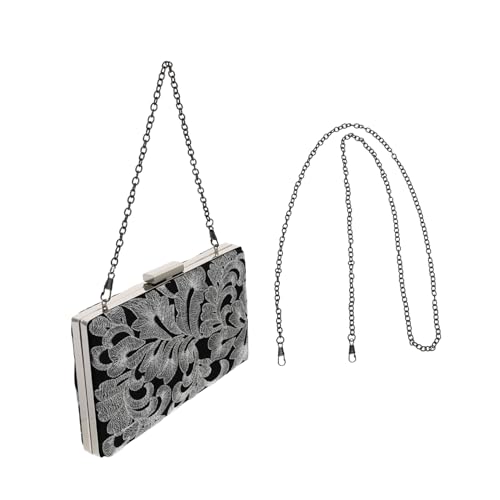 FIXOSHEE Elegante Damen Abendtasche mit Stickerei Leichte Handtasche für Hochzeit und Cocktail Kompakte Ketten Clutch Strapazierfähige Umhängetasche für Formelle Anlässe von FIXOSHEE