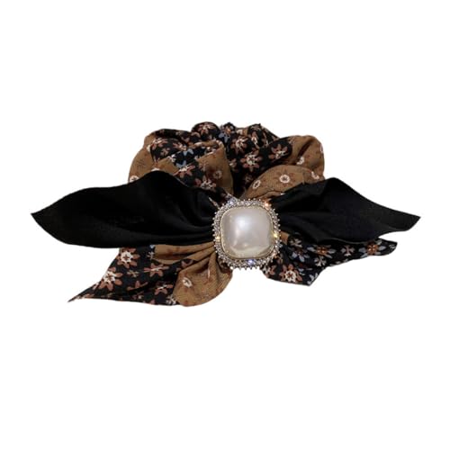 FIXOSHEE Elegantes Haargummi mit Perlenbesatz Schwarzes Haarschmuck accessoire für Damen und Mädchen Elastisches Haarring mit Bowknot design Geeignet für Alltag Party und Besondere Anlässe von FIXOSHEE