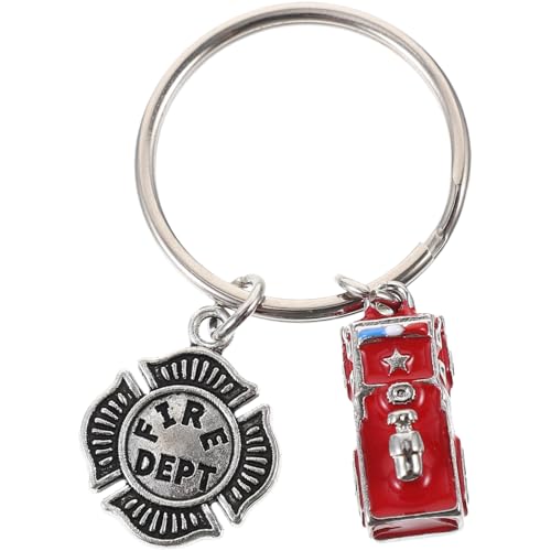 FIXOSHEE Feuerwehr Schlüsselanhänger aus Metall Einzigartiges Design Stilvoller Feuerwehrmann Autoanhänger Robustes Luggage Pendant Dekorativer Feuerwehr Autoschlüsselring Perfektes von FIXOSHEE