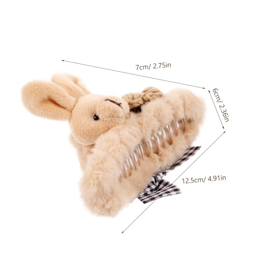 FIXOSHEE Flauschiger Haarclip mit Großem Krallenverschluss Brauner Hasen Design Haarklammer für Langes Haar Bequemer Haarschmuck für Damen zum Styling und Alltag Rutschfest und Schonend von FIXOSHEE