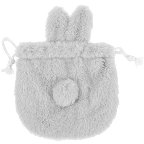 FIXOSHEE Fluffy Kosmetiktasche mit Zugband Plüsch Häschen Design Weiche Make up Tasche für Frauen und Mädchen Wiederverwendbarer Beutel für Schmuck Kabel und Kleine Gegenstände Niedliche von FIXOSHEE