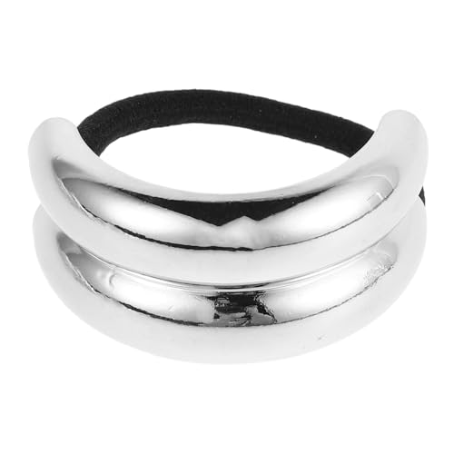 FIXOSHEE Geometrischer Metall Haargummi Retro Stil Eleganter Elastischer Pferdeschwanzhalter Vielseitiges Damen Haarband Modisches Vintage Haarschmuck Accessoire in Silber von FIXOSHEE