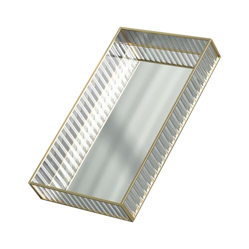 FIXOSHEE Glas Aufbewahrungsplatte Transparent Schmucktablett Badezimmer Organizer Make up Halter Dekoratives Vanity Tray für Schminktisch und Wohnzimmer Kleine von FIXOSHEE