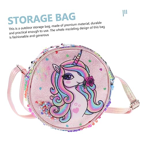 FIXOSHEE Glitzernde EIN Schulter Tasche mit Einhorn Print Mädchen Umhängetasche Crossbody Bag für Alltag Party und Freizeit Leichter Aufbewahrungsbeutel von FIXOSHEE