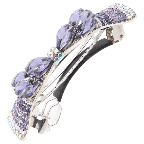 FIXOSHEE Glitzernde Haarspange mit Strasssteinen Großer Violetter Schleifen Clip Eleganter Haarklammer für Damen Modisches Haaraccessoire für Alltag Büro und Festliche Anlässe von FIXOSHEE