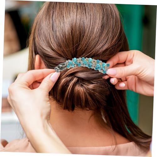 FIXOSHEE Glitzernder Bananen Haarklammer Damen Strass Haarklammer Vintage Haarschmuck Blau Für Styling Langhaar Alltag Party von FIXOSHEE