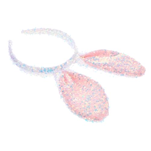 FIXOSHEE Glitzerndes Bunny Ears Haarreif Weiß Hasenohren Stirnband Damen Cosplay Kostüm Party Accessoire Ostern von FIXOSHEE