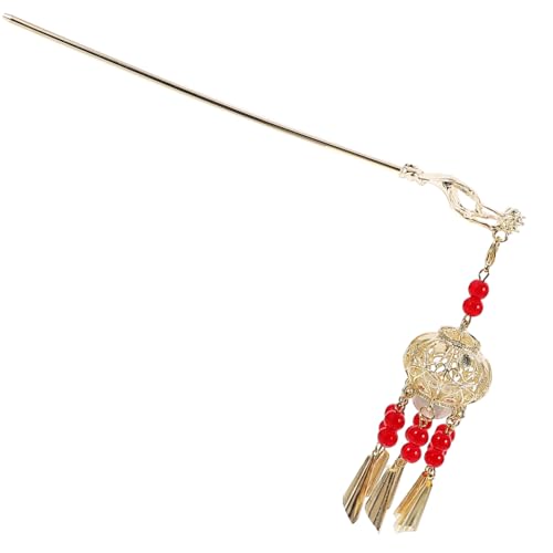FIXOSHEE Glowing Tassel Haarschmuck Metall Haarnadel Chinesischer Vintage Stil Stilvolle Haarstäbchen für Frauen Glühender Laternen Dutt Halter Feine Frisur Accessoires für Haarknoten von FIXOSHEE
