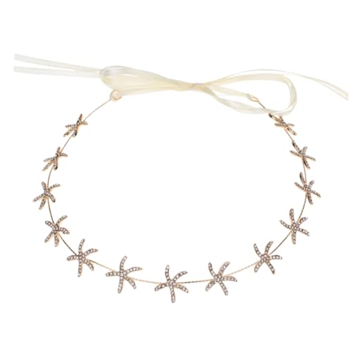 FIXOSHEE Goldenes Stirnband Damen mit Seestern Leichter Haarschmuck Hochzeit Party Funkelndes Kopfband für Braut und Festliche Anlässe von FIXOSHEE