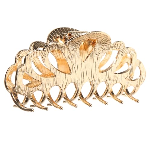 FIXOSHEE Große Geometrische Haarklammer mit Hohlraumdesign Rutschfeste Leichte Haarspange für Damen Vielseitiger Haarschmuck für Dickes und Dünnes Haar Eleganter Goldfarbener Haarklammer von FIXOSHEE