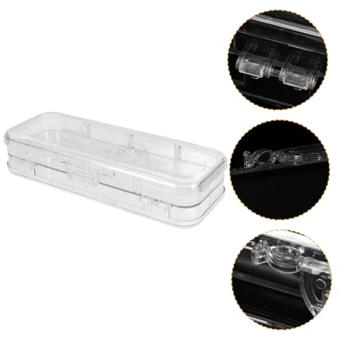 FIXOSHEE Große Transparente Abs stiftebox mit Doppelter Aufteilung Robuste Aufbewahrungsbox für Stifte und Marker Tragbarer Organizer für Schüler und Lehrer für Schreibtisch und Rucksack von FIXOSHEE