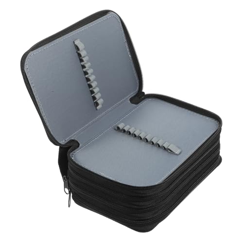 FIXOSHEE Großes Oxford Federmäppchen mit Reißverschluss Mehrschichtiger Stifte Organizer Geräumige Schreibwaren Aufbewahrungstasche für Schüler Praktische Bleistiftbox für Farben Schwarz von FIXOSHEE