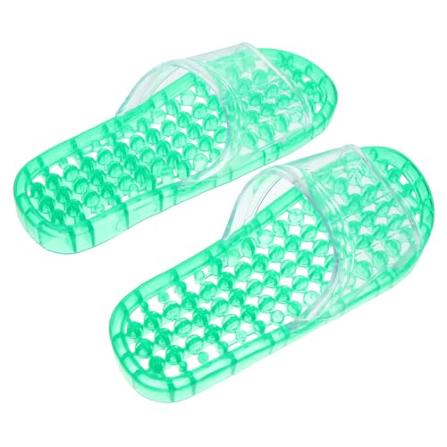 FIXOSHEE Grüne Massage Badslipper mit Hohlem Design Rutschfest Atmungsaktiv Dränende Haushausschuhe für Damen Komfortable Fußmassage Beim Gehen von FIXOSHEE