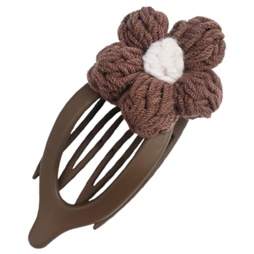 FIXOSHEE Haar-fascinator-clip Gestrickte Blumen-haarspange Plüschige Haarspange Gehäkelter Pferdeschwanzhalter Für Damen Und Mädchen Boho-haar-accessoires Hawaiianische Strandfrisuren von FIXOSHEE