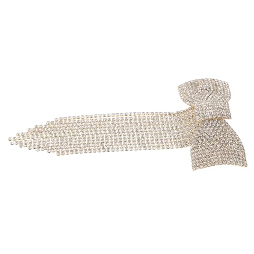 FIXOSHEE Haarspange Damen Gold mit Luxuriösem Strass Klauenband und Langem Quastenanhänger Haarklammer für Hochzeit Party und Alltag Glitzernde Schleifen Haarnadel von FIXOSHEE