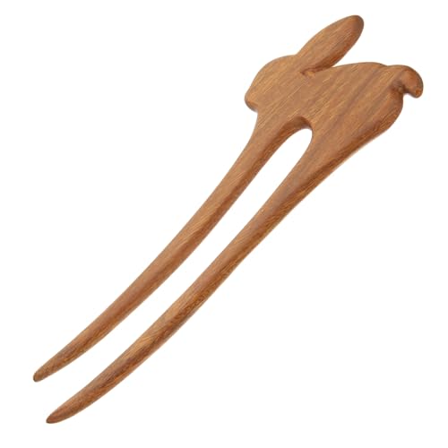 FIXOSHEE Handgefertigte Chinesische Holz Haarnadel mit Hasenmotiv Langlebiger Vintage Haarstab aus Hochwertigem Holz Sanfter Haarschmuck für Damen Geeignet für Glattes und Lockiges Haar von FIXOSHEE