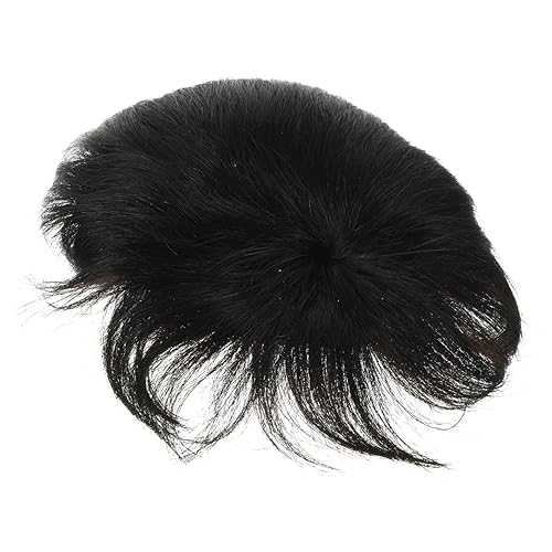 FIXOSHEE Herren Echthaar Haarteil Schwarz Clip Toupee Ersatz Haarverlängerung Atmungsaktiv Komfortabel für Alltag Party Cosplay von FIXOSHEE