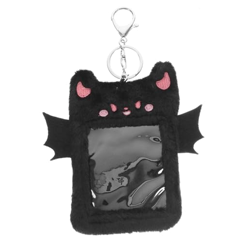FIXOSHEE Kartenetui Mit Teufelsflügeln Id-Inhaber Abzeichenschutztasche Abzeichenhalter Ausweis-schutzhülle Süß Schlüsselanhänger Mit Fotokartenhalter Süßer Ausweishalter Legierung Schwarz von FIXOSHEE
