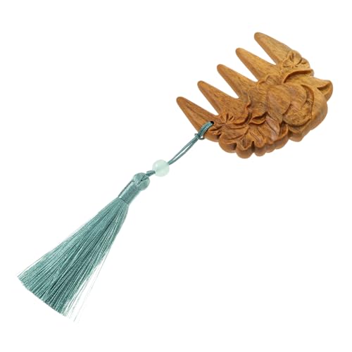 FIXOSHEE Kleiner Holzkamm mit Breiten Zähnen Lotusblüten Design Tragbarer Holz Kopfhaut Massagekamm für Haarentwirrung und Lockenpflege Robust und Leicht Geeignet für Damen und Herren von FIXOSHEE