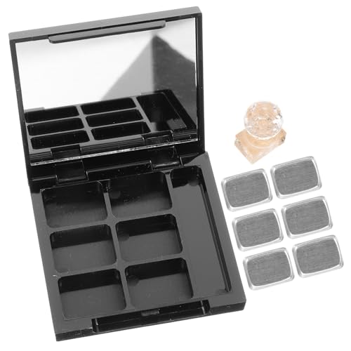 FIXOSHEE Kompakte Leere Lidschatten Rougebox mit Integriertem Spiegel Nachfüllbarer Kosmetikbehälter aus Robustem Kunststoff und Aluminium Fächer DIY Aufbewahrung für Reisen und von FIXOSHEE