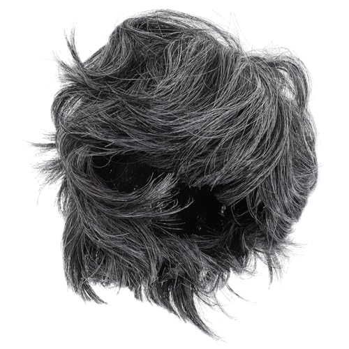 FIXOSHEE Kurze Graue Opa Perücke Synthetisch für Halloween Karneval Party Cosplay Bühnenauftritt Kostüm Zubehör von FIXOSHEE