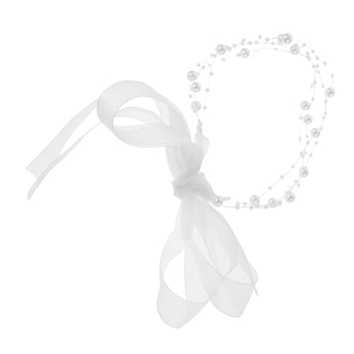 FIXOSHEE Layered Perlen Haarband Damen Elegant Vintage Hochzeits Haarschmuck Braut Stirnband mit Transparentem Fischlinien design und Mehrschichtigem Perlen choker für Festliche Anlässe von FIXOSHEE