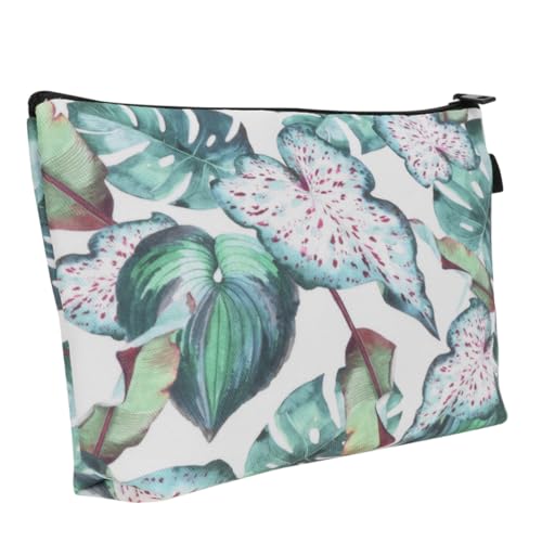 FIXOSHEE Leichte Tragbare Kosmetiktasche mit Floralem Digitaldruck Wasserabweisend Kompakt mit Reißverschluss Multifunktionale Make up Tasche für Damen für Reisen Partys und von FIXOSHEE
