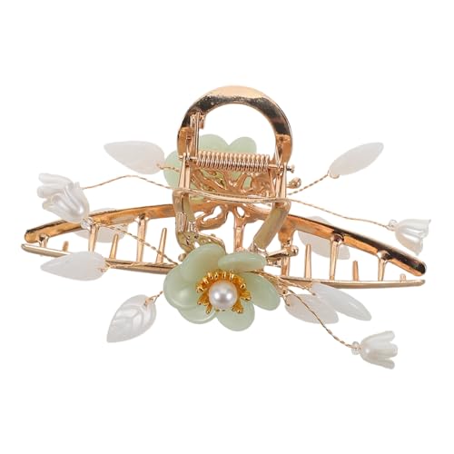FIXOSHEE Metal Flower Hair Claw mit Perlen Starker Dicker Haarklammer für Frauen Mädchen Vintage Inspirierter Retro Look Blumendesign Sicherer Am Hinterkopf Vielseitiges Styling für Sommer von FIXOSHEE