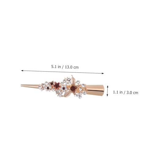 FIXOSHEE Metallic Lange Haarklammer mit Blumenmotiv und Funkelnden Strasssteinen Großer Damen haarclip in Kaffeebraun Elegantes Haar accessoire für Hochzeit Party und Festliche Anlässe von FIXOSHEE