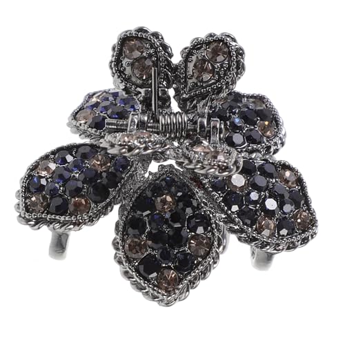 FIXOSHEE Mittlerer Haarklammer mit Strasssteinen Schwarz blau Vielseitiger Haarclip für Damen Langlebiger Haarschmuck für Verschiedene Frisuren Kompakt und Tragbar für Unterwegs von FIXOSHEE
