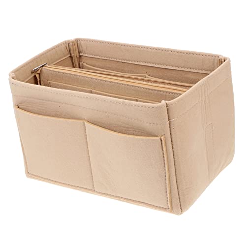 FIXOSHEE Multifunktionale Filz Kosmetiktasche mit Abnehmbarem Einsatz Tragbarer Organizer für Make Up Stifte und Kleine Gegenstände Praktisch für Reise Büro und Alltag Beige von FIXOSHEE