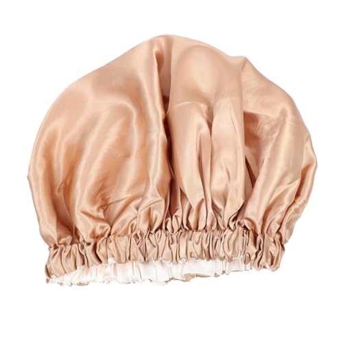 FIXOSHEE Multifunktionaler Schlafhut aus Hochwertigem Polyester Elastischer Bonnet für Frauen Verstellbar Bequem als Schlafmütze Duschhaube oder Chemo Kopfbedeckung Champagnerfarben von FIXOSHEE