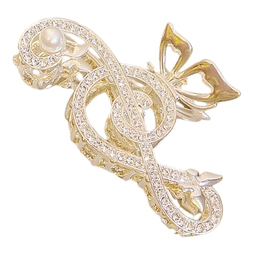 FIXOSHEE Musiknoten Haarklammer mit Strass und Perlen Stabile Krallenhaarklammer für Dünnes und Dickes Haar Eleganter Haarclip für Damen Rutschfest für Dutt und Alltag Geeignet von FIXOSHEE
