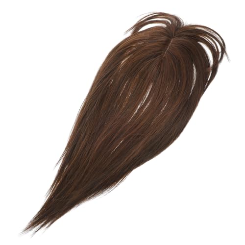 FIXOSHEE Natürlicher Haar Topper für Dünner Werdendes Haar Damen Leichtes Verstellbares Haarteil Nahtlose Abdeckung Grauer Haare Sicherer Hellbraun von FIXOSHEE