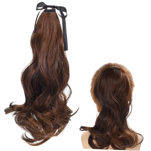 FIXOSHEE Naturally Invisible Drawstring Ponytail Extension Curly High Temperature Fiber Lightweight Fake Hairpiece für Damen Einfache Anwendung Clipfrei Realistisches Haarverlängerung von FIXOSHEE