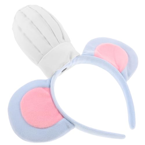 FIXOSHEE Niedliches Mausohren Haarreifen mit Chefkoch Mütze Weiches Blaues Stirnband für Erwachsene Komfortabel und Langlebig für Halloween Karneval Cosplay und Kostümpartys von FIXOSHEE