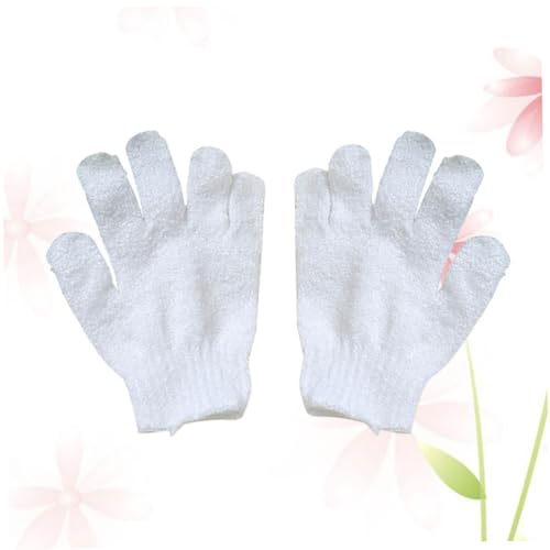 FIXOSHEE Peelinghandschuh Weiß Fünf Finger Badehandschuh Duschhandschuh Stretch Body Scrubber Für Männer Frauen Einsetzbar Für Sanftes Schrubben Und von FIXOSHEE