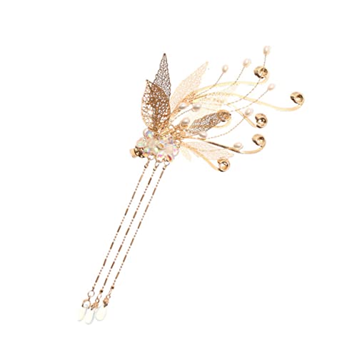 FIXOSHEE Retro Chinesische Haarnadel mit Kristallblüten Handgefertigter Haarstab Goldfarbene Haarklammer mit Quaste Traditioneller Haarschmuck für Damen für Cosplay und Vintage looks von FIXOSHEE