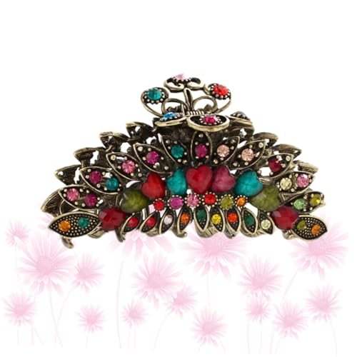 FIXOSHEE Retro Haarklammer mit Strassverzierung Starker Griff Dank Kräftigen Zähnen Vintage Haarklammer für Damen Große Retro Haarspange für Elegantes Styling im Sommer Farben von FIXOSHEE